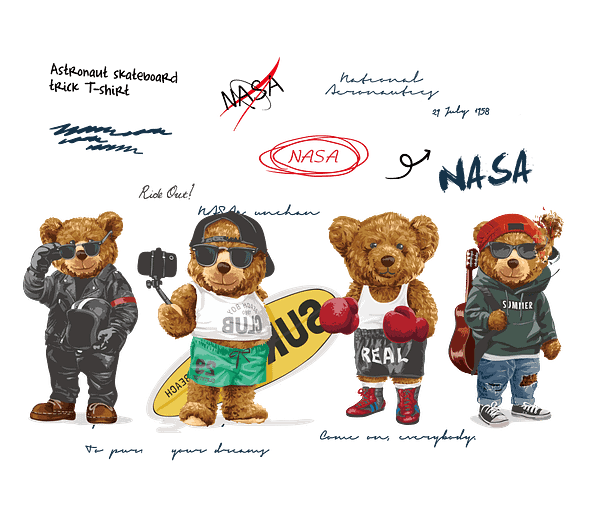 NASA Astronaut-PNG2 Stylish 4 Lovely Bears NASA