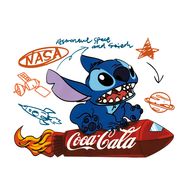 NASA Astronaut-PNG10 Stitch on Coca Cola Rocket NASA PNG