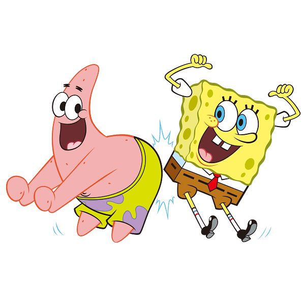 25 Playful Cartoon Sponge Kicking Starfish Graphic Playful Cartoon Sponge Kicking Starfish Graphic