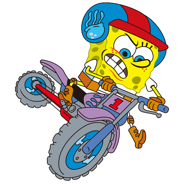 38 Energetic Cartoon Sponge on Dirt Bike Energetic Cartoon Sponge on Dirt Bike