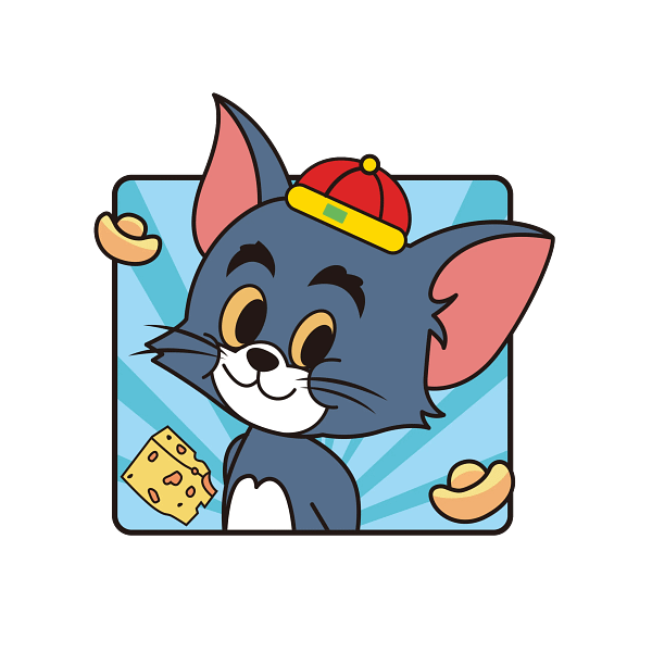 6Tom Cartoon Cat with Chinese Cap Tom Cartoon Cat with Chinese Cap