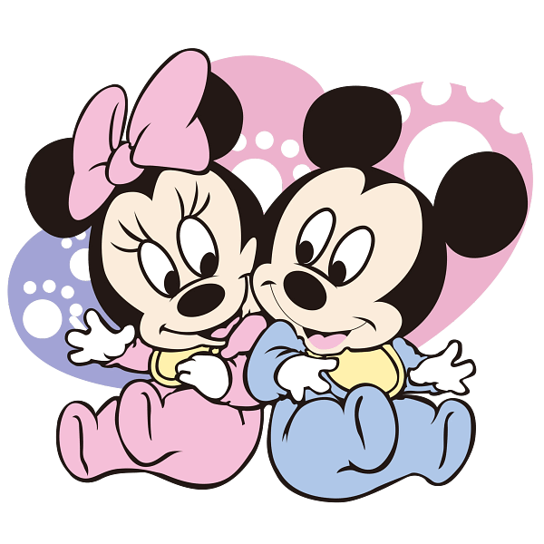 Baby Cartoon Mouse Duo with Pastel Hearts Baby Cartoon Mouse Duo with Pastel Hearts
