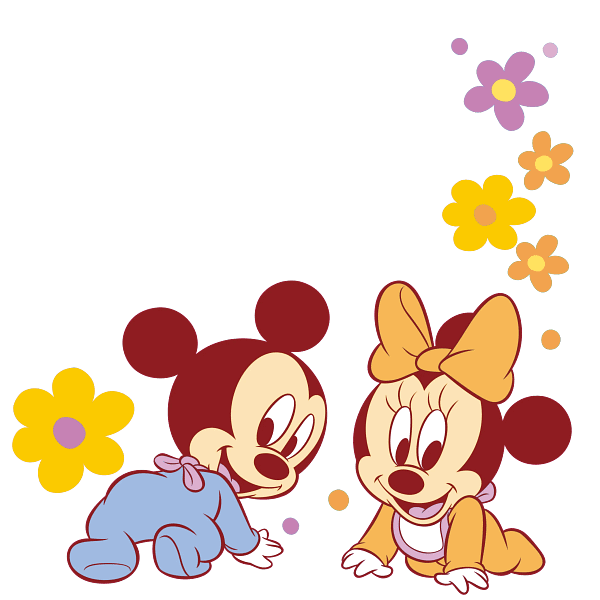 Baby Mickey & Minnie Cartoon Floral Theme Graphic Baby Mickey & Minnie Cartoon Floral Theme Graphic