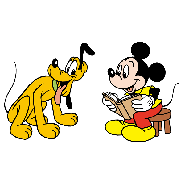 Cartoon Boy and Dog Reading Graphic Cartoon Boy and Dog Reading Graphic