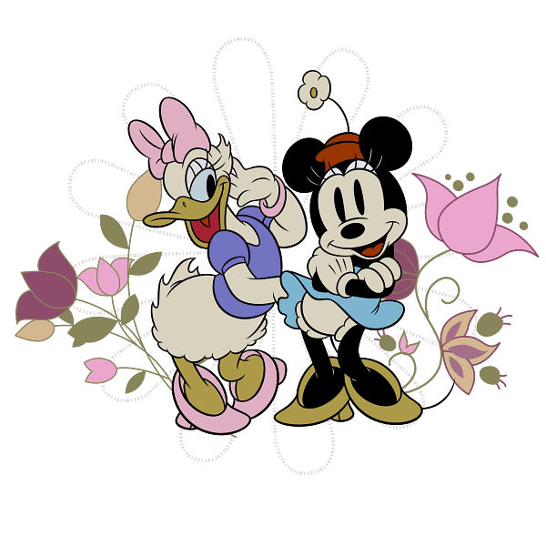 Daisy Duck & Minnie Mouse Floral Illustration Daisy Duck & Minnie Mouse Floral Illustration
