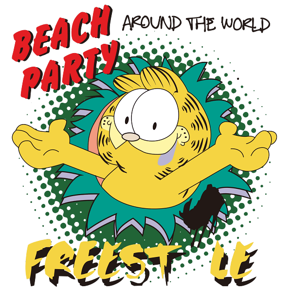 Garfield Beach Party Cartoon Graphic Garfield Beach Party Cartoon Graphic