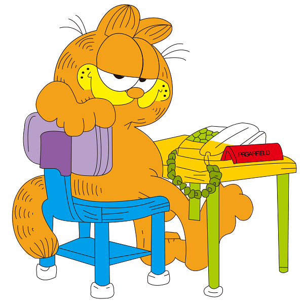 Garfield Bored at Desk Cartoon Graphic Garfield Bored at Desk Cartoon Graphic