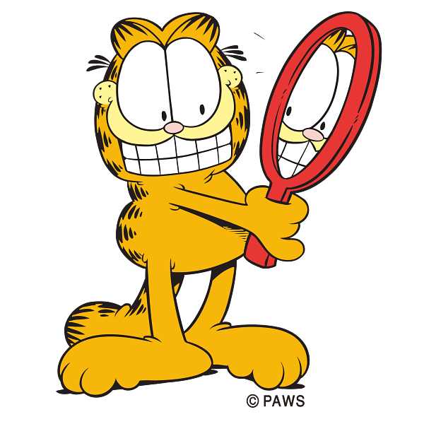 Garfield Cartoon Cat with Mirror Graphic Garfield Cartoon Cat with Mirror Graphic