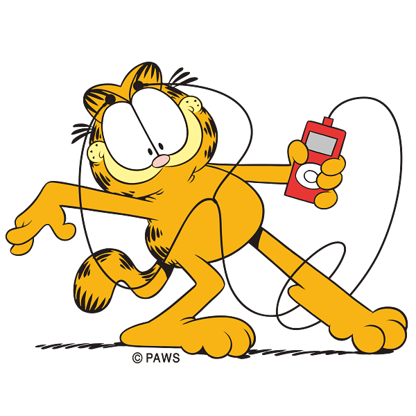 Garfield Listening to Music Cartoon Graphic Garfield Listening to Music Cartoon Graphic
