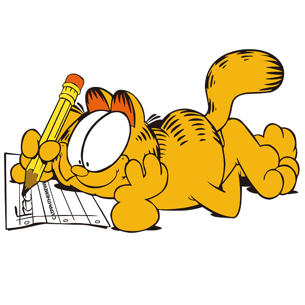 Garfield Writing with Pencil Cartoon Graphic Garfield Writing with Pencil Cartoon Graphic