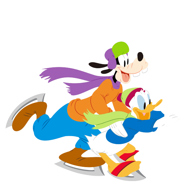 Goofy & Donald Duck Ice Skating Illustration Goofy & Donald Duck Ice Skating Illustration