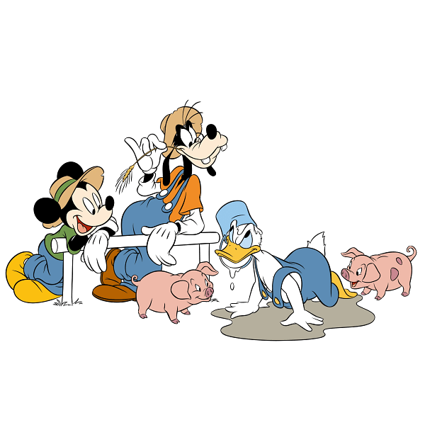 Mickey, Goofy & Donald Duck Farm Cartoon Scene Mickey, Goofy & Donald Duck Farm Cartoon Scene