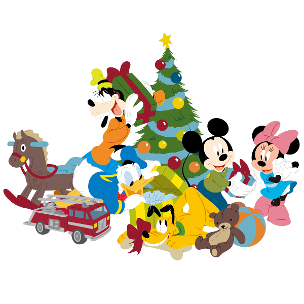 Mickey Mouse Christmas Scene with Goofy, Donald Duck, Pluto & Minnie Mickey Mouse Christmas Scene with Goofy, Donald Duck, Pluto & Minnie