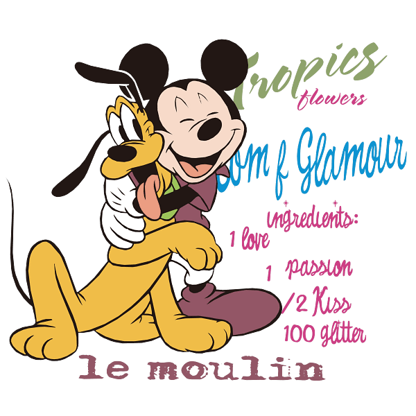 Mickey Mouse & Pluto Tropics Flowers Disney Graphic Mickey Mouse & Pluto Tropics Flowers Disney Graphic
