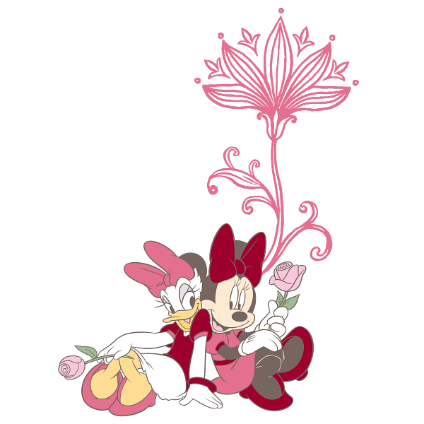 Minnie Mouse & Daisy Duck Pink Rose Graphic Minnie Mouse & Daisy Duck Pink Rose Graphic