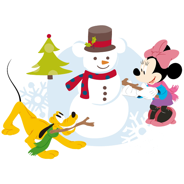 Minnie Mouse & Pluto Building Snowman Graphic Minnie Mouse & Pluto Building Snowman Graphic