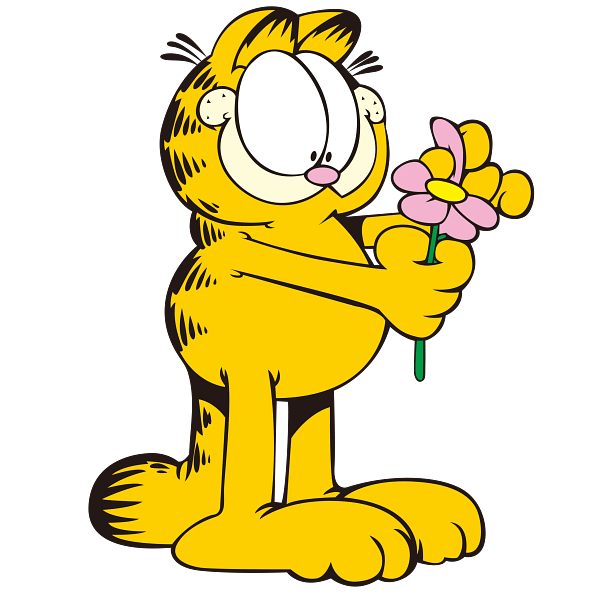 Yellow Cartoon Cat Holding Flower Graphic Yellow Cartoon Cat Holding Flower Graphic