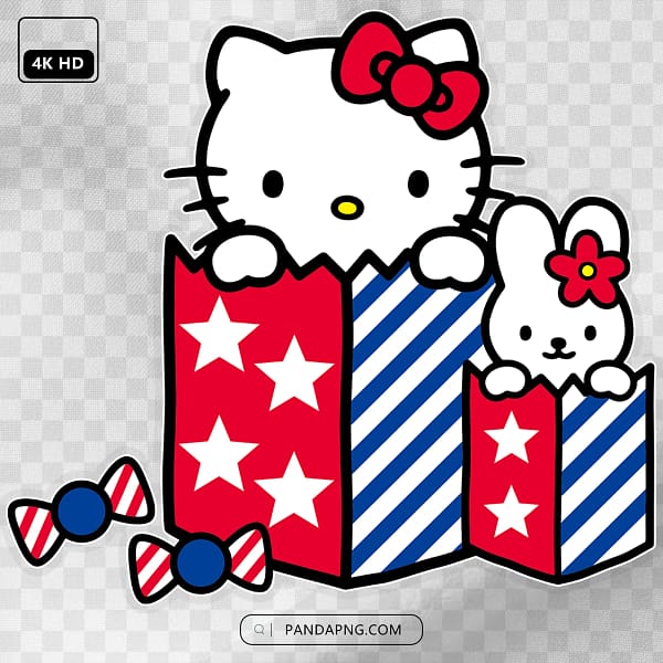 13 Hello Kitty and Bunny in Gift Box – Cute Sanrio White Cat Celebration Illustration Hello Kitty and Bunny in Gift Box – Cute Sanrio White Cat Celebration Illustration