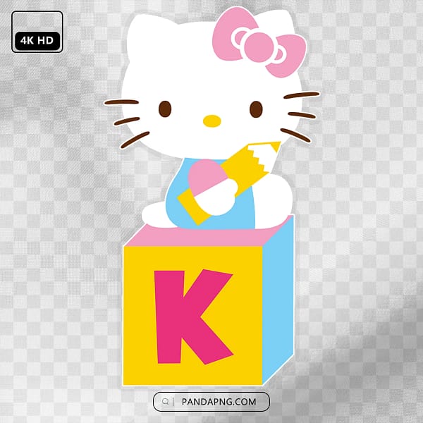 4 Hello Kitty Letter K Box – Elegant White Cat with Signature Bow Illustration Hello Kitty Letter K Box – Elegant White Cat with Signature Bow Illustration