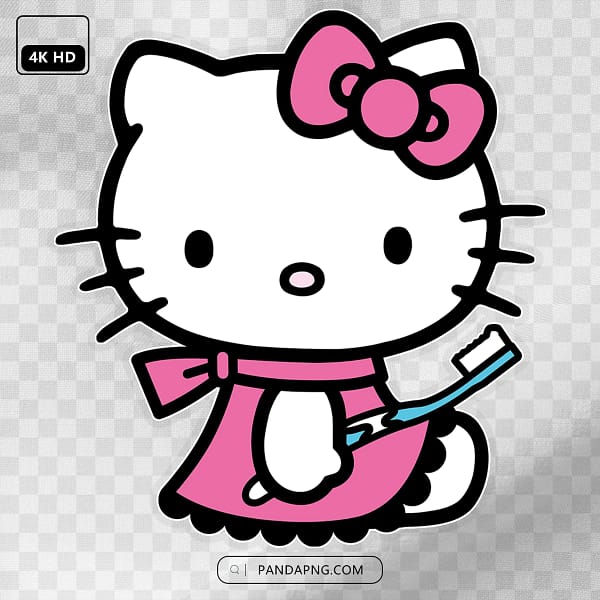 6 Hello Kitty Holding Toothbrush – Cute Sanrio White Cat Dental Illustration Hello Kitty Holding Toothbrush – Cute Sanrio White Cat Dental Illustration