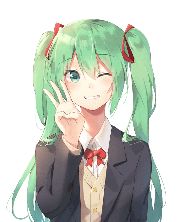 29 Hatsune Miku Anime Heroine with Green Hair & Bow Tie Hatsune Miku Anime Heroine with Green Hair & Bow Tie